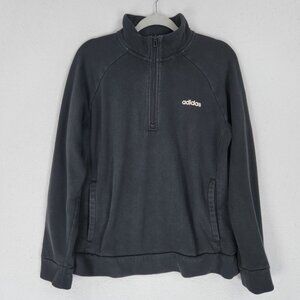 Adidas Sweater Womens Large Faded Black Mock Neck Half Zip Pullover Sweatshirt